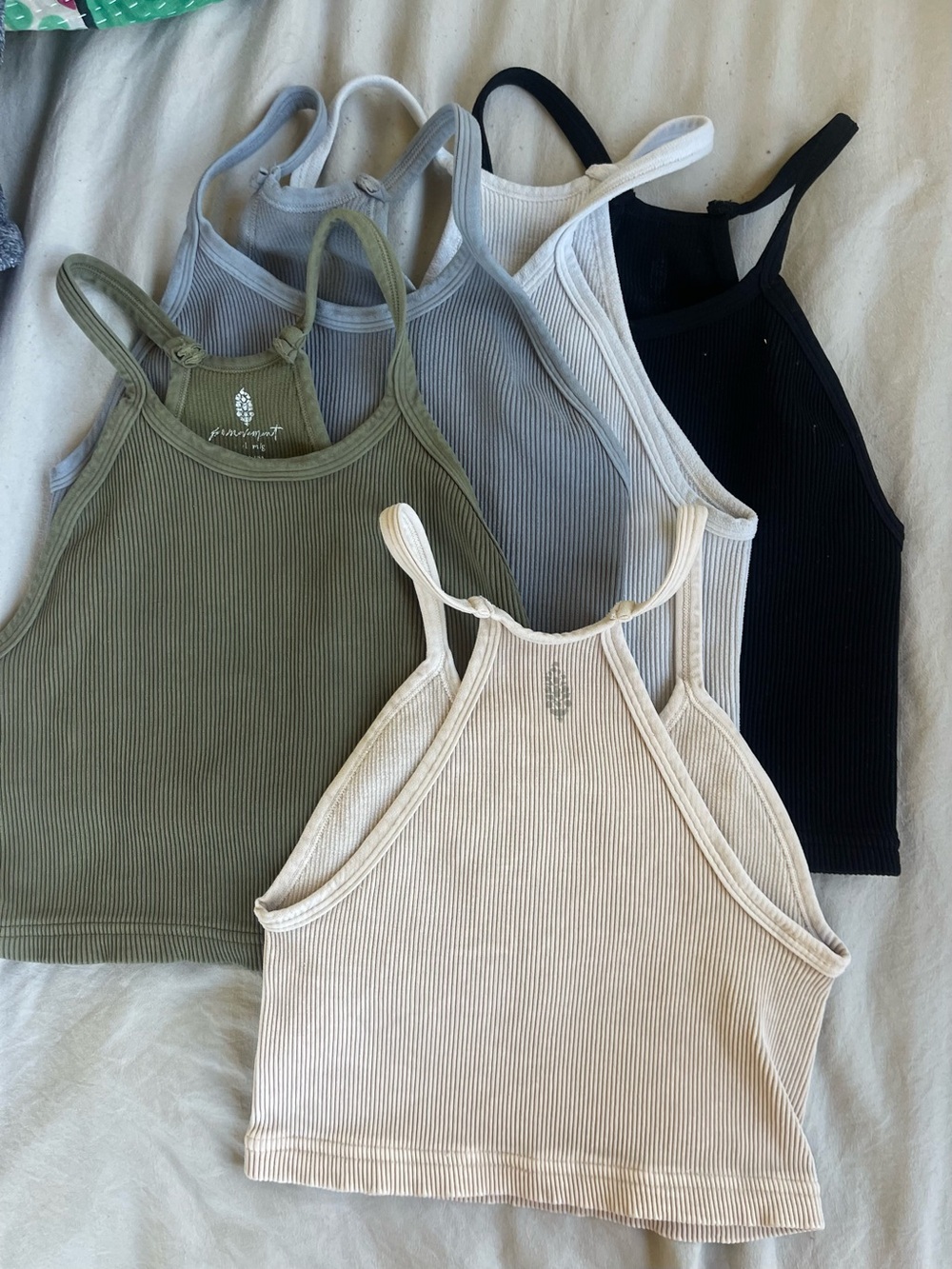 Free People Ribbed Cropped Tank Top BUNDLE x5 cute basic tops all fit S-M